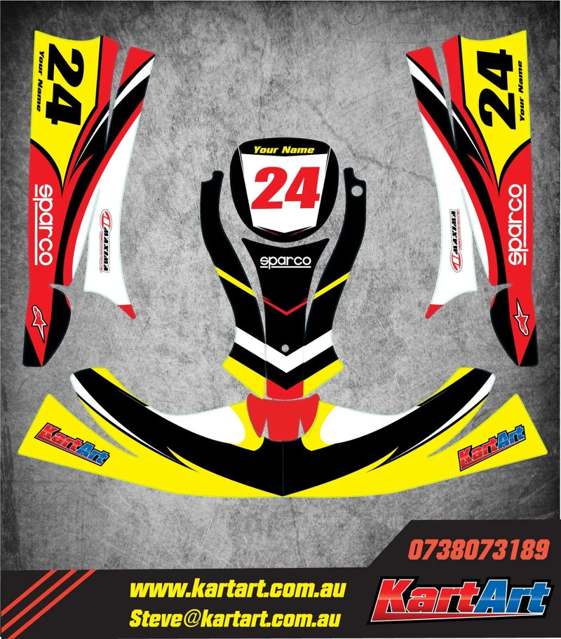Birel X30 Kart NERO STYLE Graphics Decals Custom Stickers