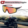 Motorcycle Riding Goggles Red Lens Black Frame Tri-Acetyl Cellulos