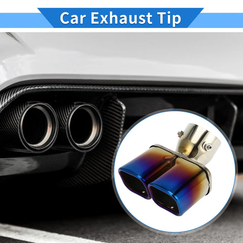 Toyota Land Cruiser Prado Burnt Blue Square Curved Slant Dual Exhaust Tip
