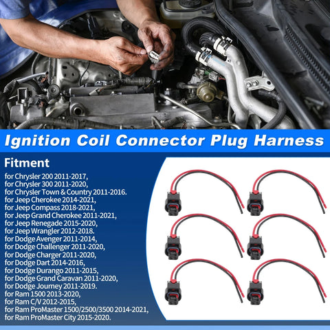 Chrysler Jeep 6Pcs Ignition Coil Connector Plug Harness (2005-2010)