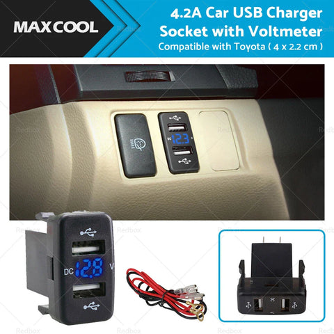 Toyota Hilux, Prado, Camry, RAV4 USB Car Charger Socket Voltmeter (2007-2023)