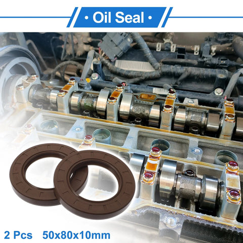 Oil Seal 2 x Pcs Rotary Shaft Seal 50x80x10mm Brown FKM Rubber