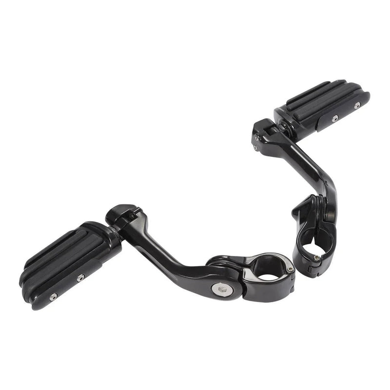 Harley Dyna 1 x Black 1-1/4" Long Angled Adjustable Highway Foot Pegs