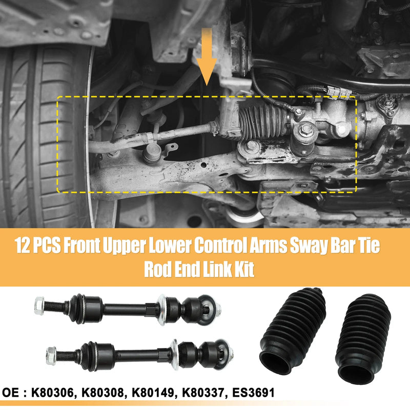 Ford F-150 (2004-2023) - Metal Rubber Black 12 x Front Suspension Kit