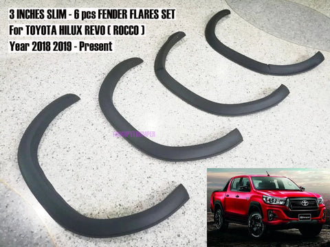 Toyota Hilux Widebody 3" Matte Black Slim Fender Flares (2018-2020)