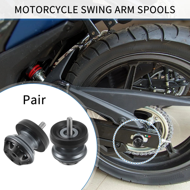 Motorcycle Aluminum Alloy Titanium Tone Pair Swingarm Spools 6mm M6x1.0
