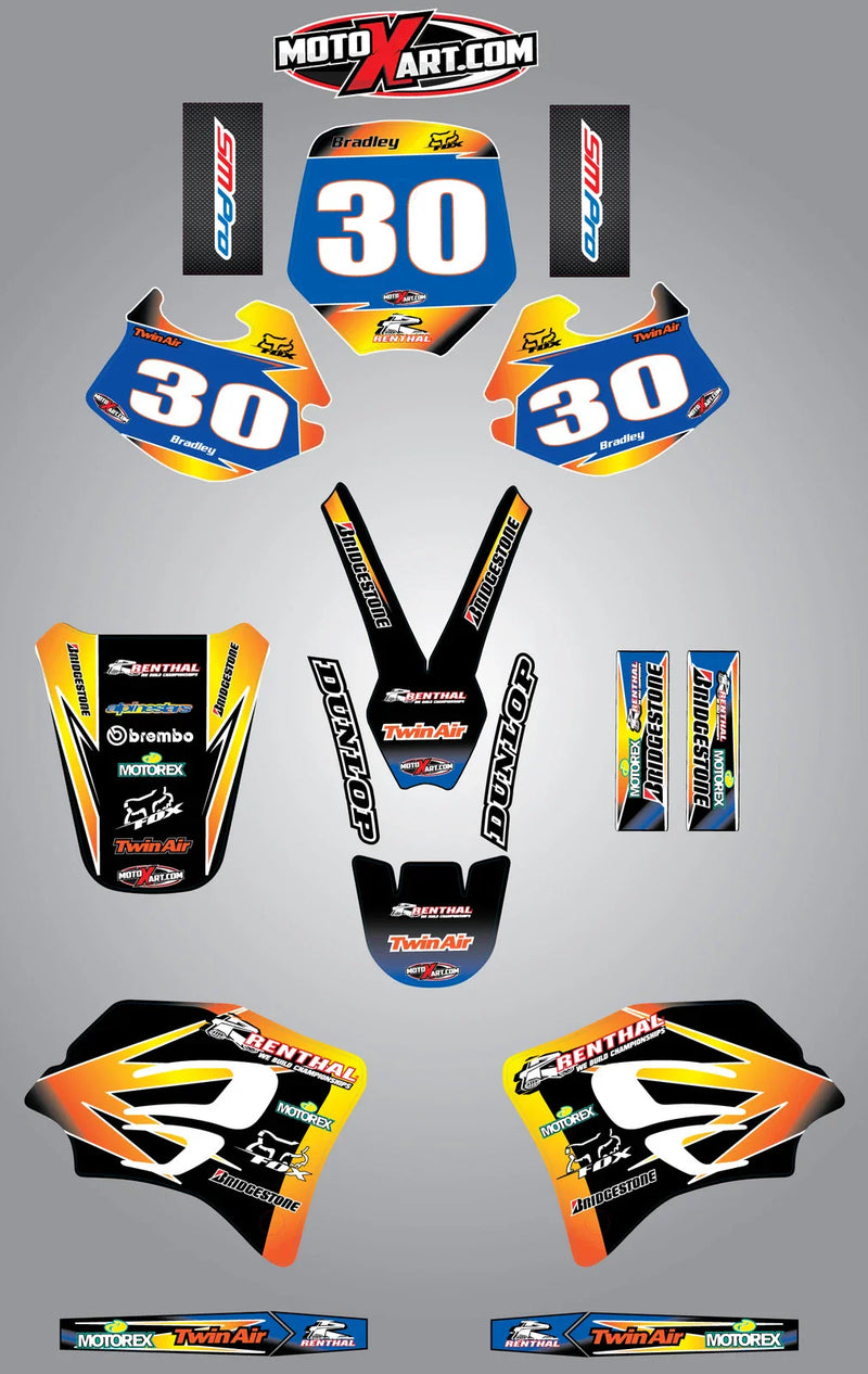 KTM 65 Custom Graphics Full Kit SUNRISE Stickers (1998-2001)