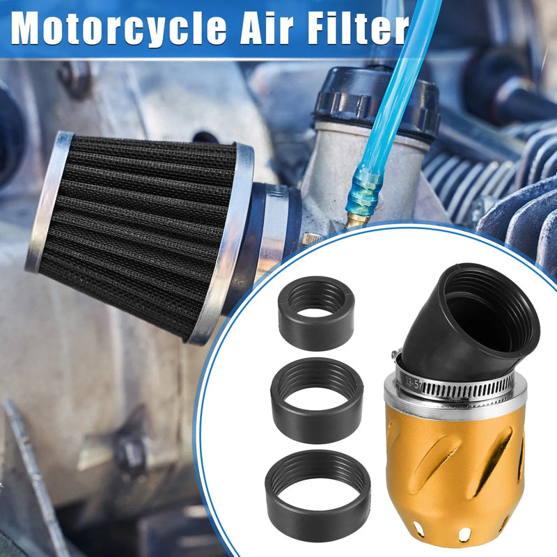 Motorcycle Universal Air Filter 26/35/42/48mm ID 140x700mm Gold Tone
