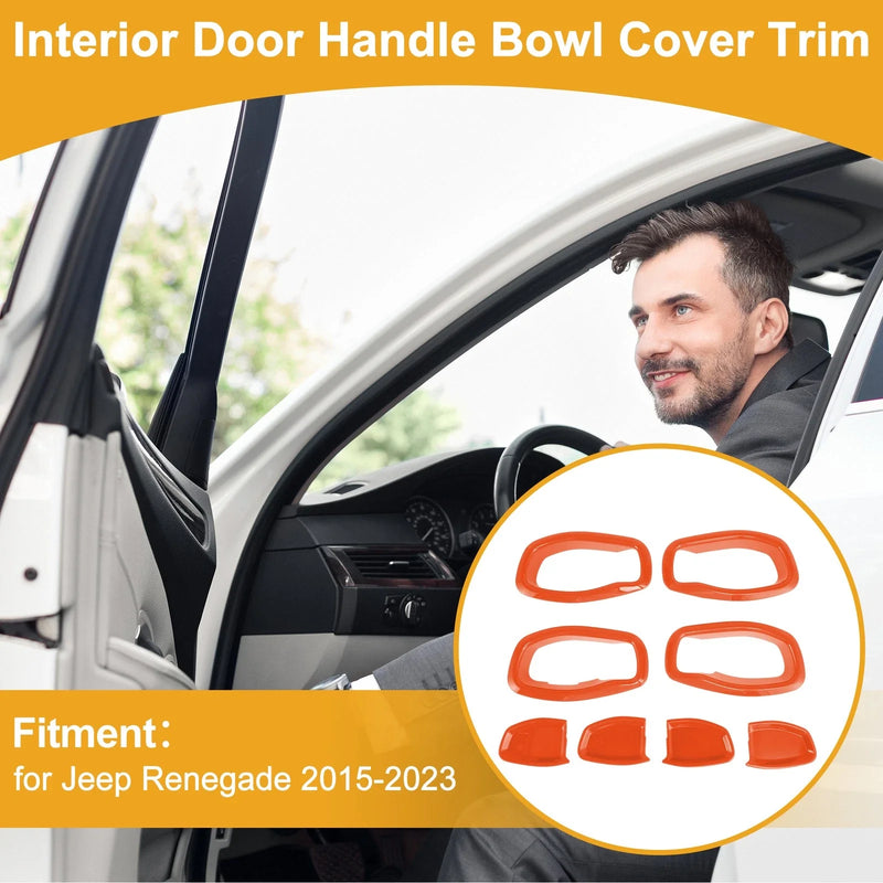 Jeep Renegade (2015-2023) 4 x Orange ABS Interior Door Handle Bowl Cover Trim