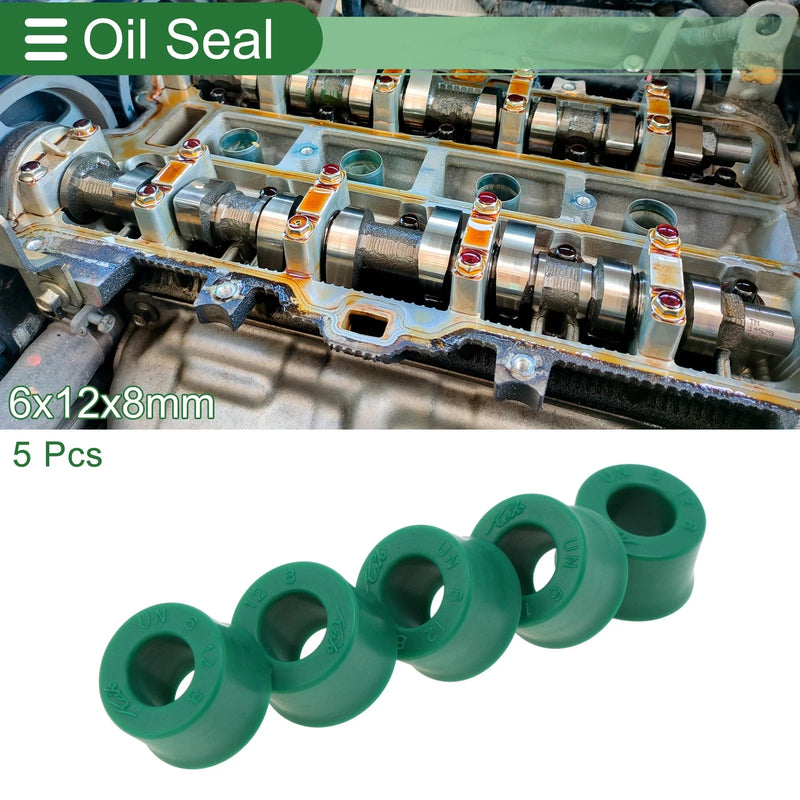 Oil Seal 6x12x8mm TPU High Pressure Green 5 Pcs
