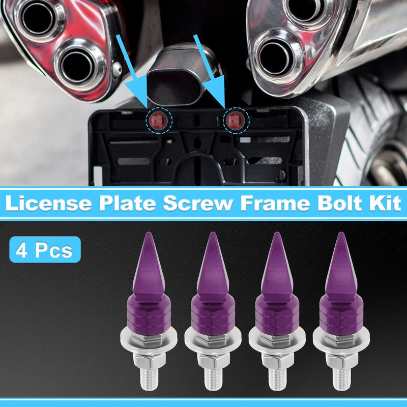 Universal Motorcycle License Plate Screws Cover 5.4 cm Purple 4 pcs