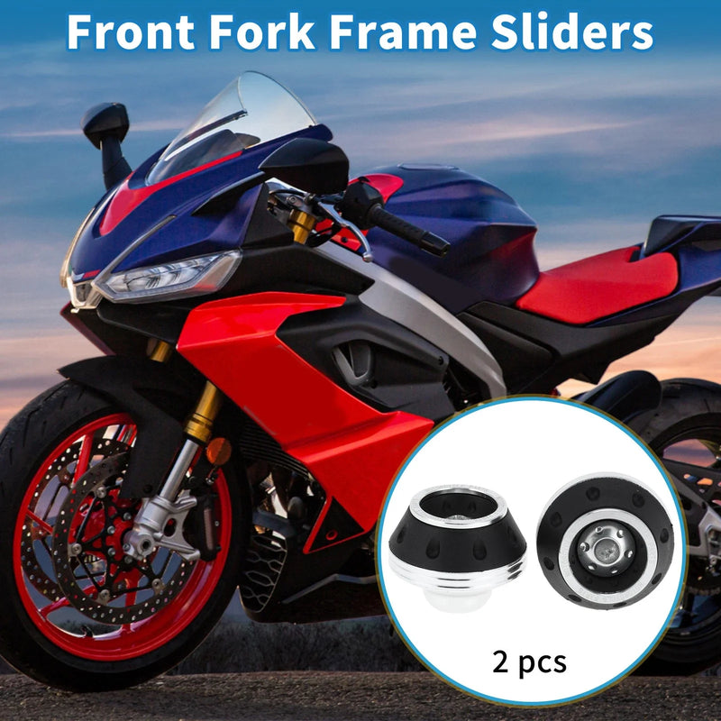 Motorcycle Front Fork Sliders / 2 x / Falling Protection Silver Tone
