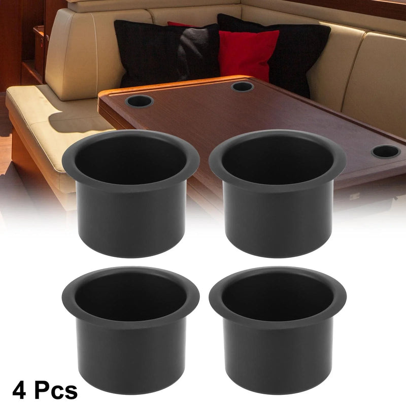 Marine Boats RVs 4pcs Aluminum Alloy Bottle Cup Drink Holder Insert Black
