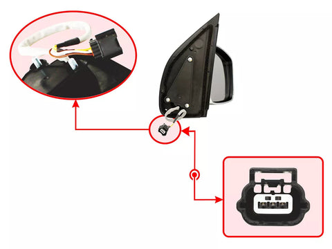 Nissan Navara D40 Chrome Side Mirror (3 Wires) (2005-2014)