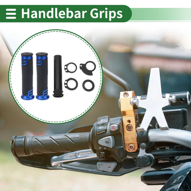 7/8" 22mm Motorcycle Hand Grips Blue Polka Dot Pattern