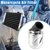 Universal Motorcycle Air Filter / 35mm ID 140x70mm / Aluminum Alloy Silver Tone