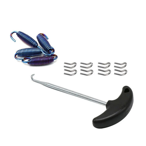 Motorcycle Blue Steel Exhaust Pipe Muffler Mounting Springs Hooks (N/A)