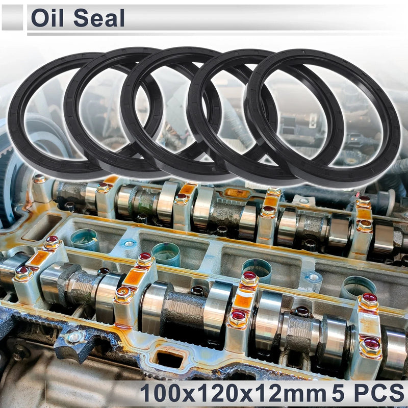 Oil Seal Rotary Shaft Seal NBR Rubber 100x120x12mm Black 5 Pcs