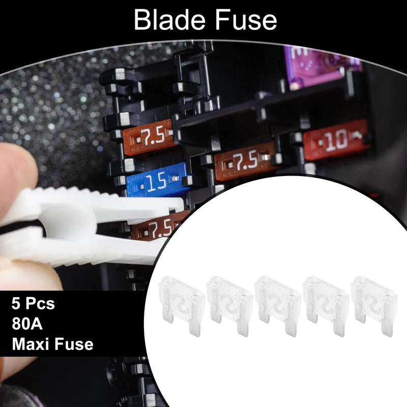 Car Boat Truck RV Motorcycle White 5 Pcs Maxi Fuse 80A Blade Fuse