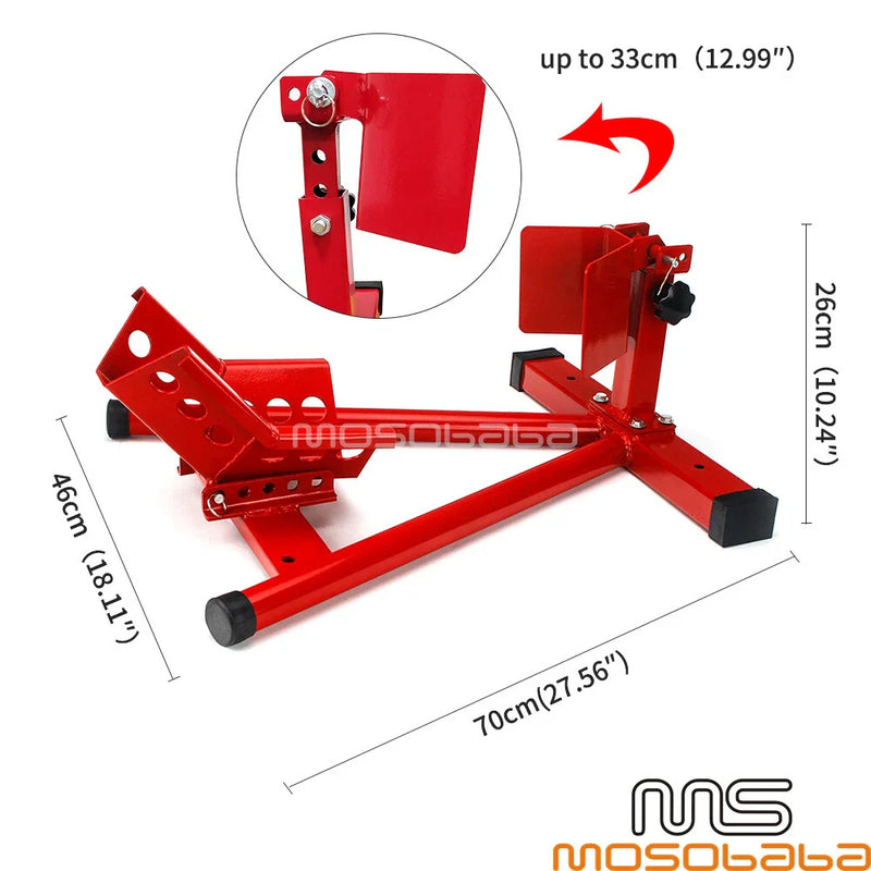 Universal Motorcycle & Scooter Red Front Wheel Chock Paddock Stand