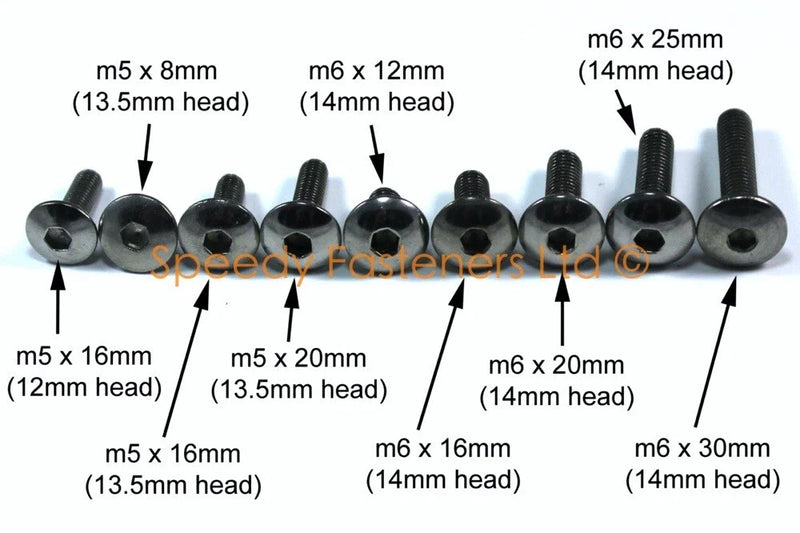 Triumph Stainless Fairing Cowl Bolts / M5 M6 / Fairing Cowl Bolts