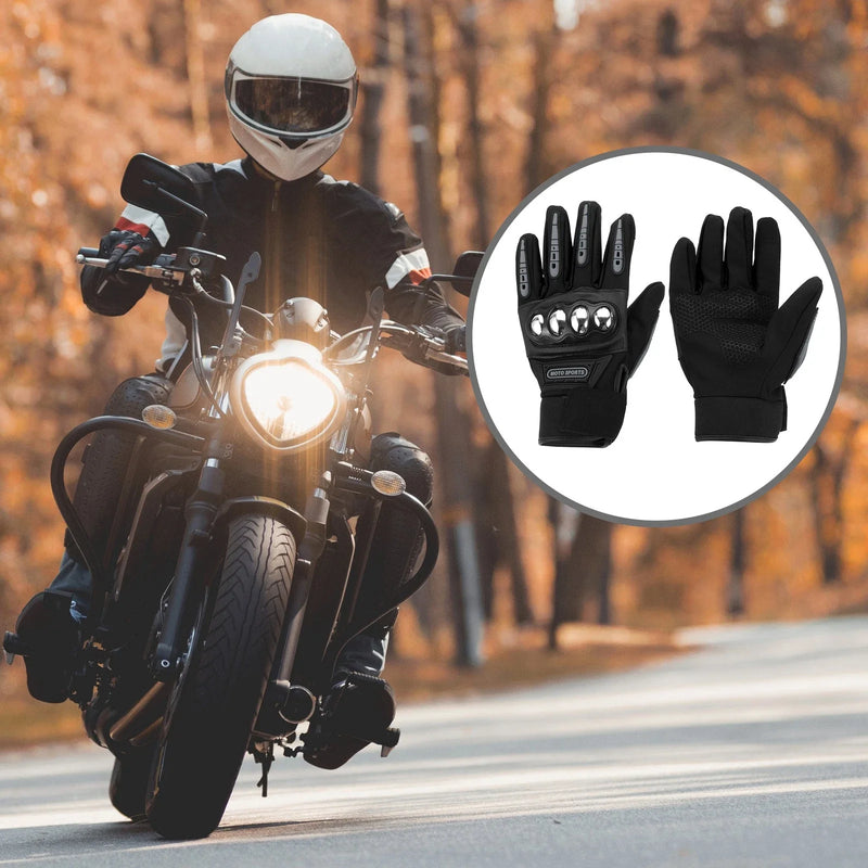 1 Pair Motorcycle Gloves Breathable Heat Dissipation Finger Black Polyester