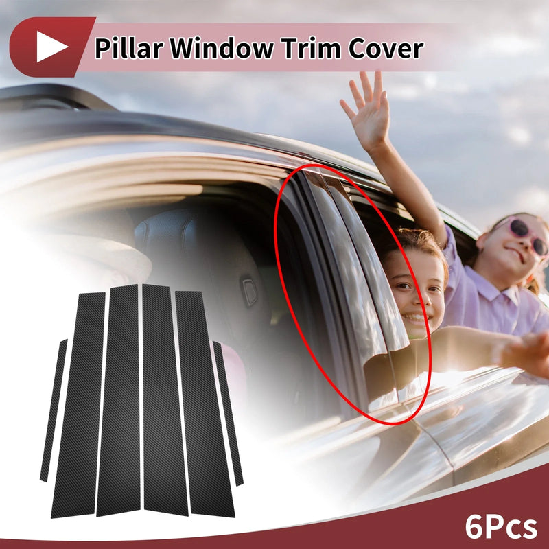 Toyota Corolla 6 x Carbon Fiber Car Door Pillar Window Trim (2014–2018)