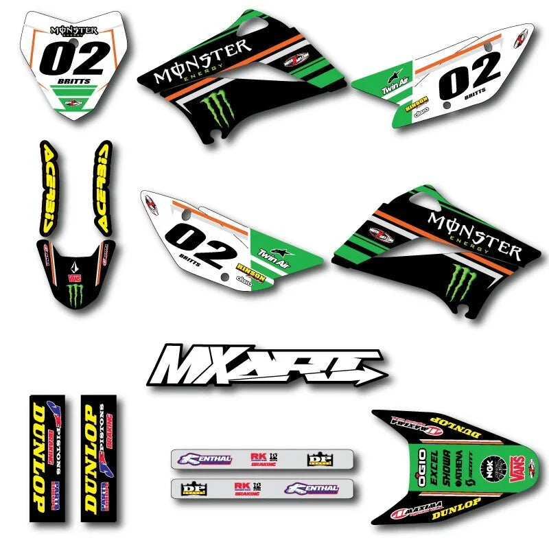 Kawasaki KLX 110 (2010-2022) - BURNOUT STYLE Stickers Custom Graphics Kit