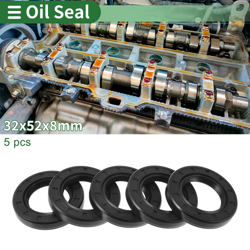 Oil Seal 32x52x8mm Rotary Shaft Seal NBR Rubber Black 5 Pcs