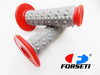Suzuki RM80 Red Grey Diamond Handlebar Grip Set