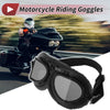 Motorcycle Riding Goggles Silver Tone Lens Black Frame PU Cycling Sunglasses