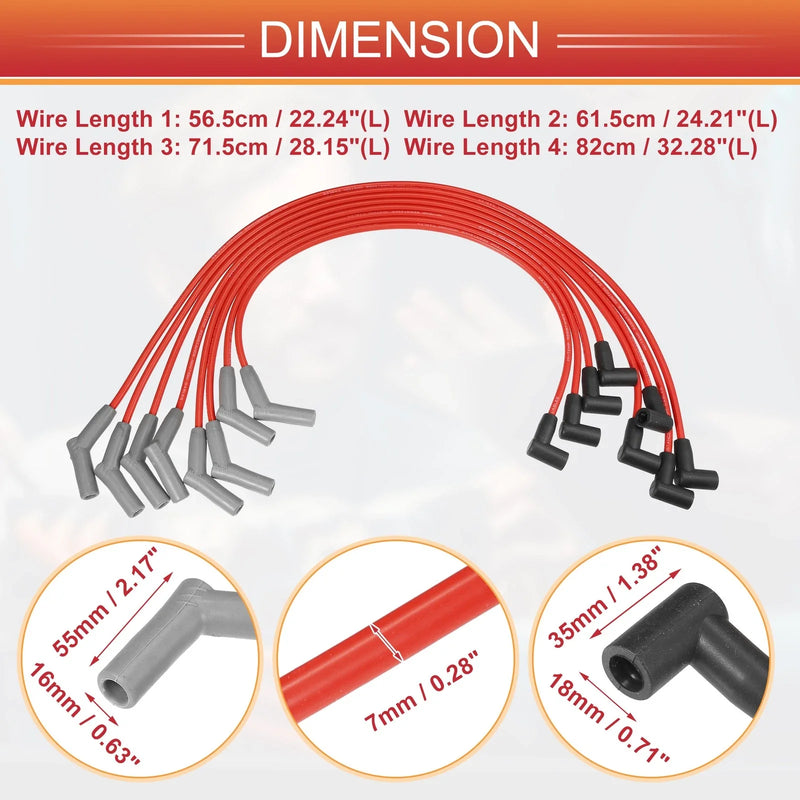 Ford SBF Small Block 8 x Spark Plug Wire Ignition Coil Cables