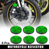 Motorcycle 6pcs M6x1.0 Green Universal Screw Mount Round Warning Reflector
