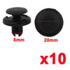 Honda Car Door Clips 30 x 8mm Black Plastic Rivets