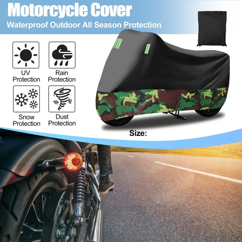 Make Model Motorcycle Cover XXXL Full Cover Black Camouflage