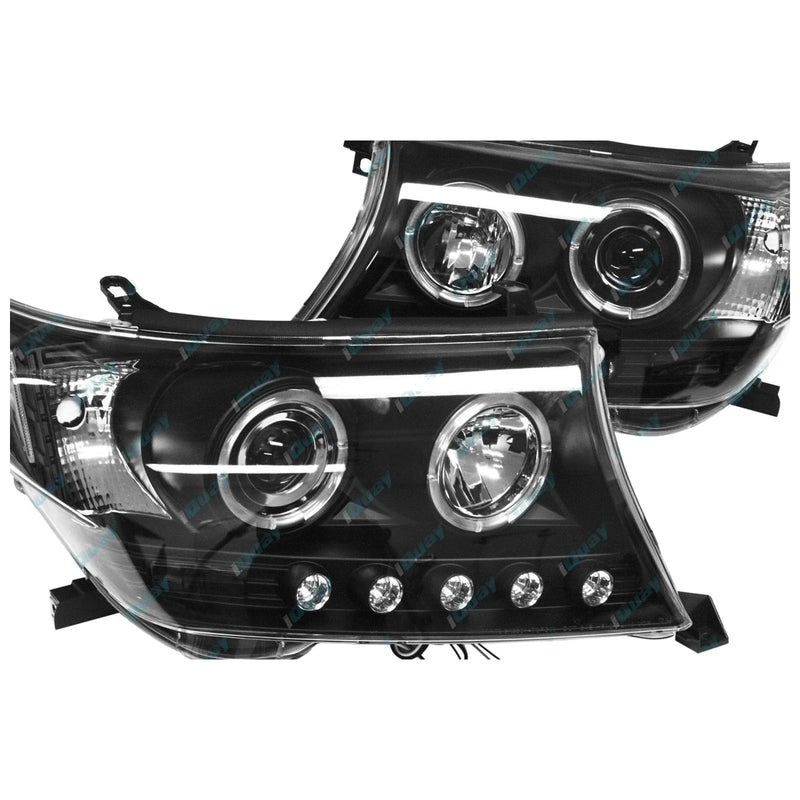 Toyota Landcruiser 200 Series Angel Eye Projector BLACK 2 x Headlights