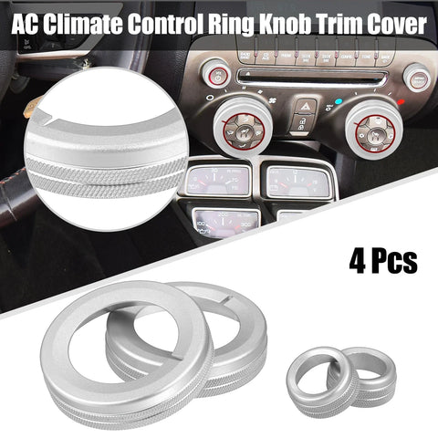 Chevrolet 4 x Silver Tone Aluminum Alloy Center Control Ring Knob Cover