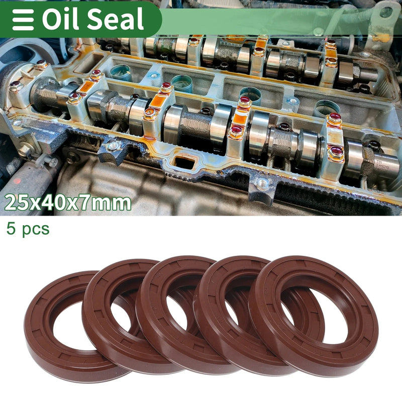 MakeModel Oil Seal / 25x40x7mm / Seal Ring FKM Rubber Brown 5 Pcs