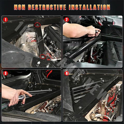 Corvette C8 (2020 - Present) Carbon Fiber Look 2 x ABS Engine Bay Panel Covers
