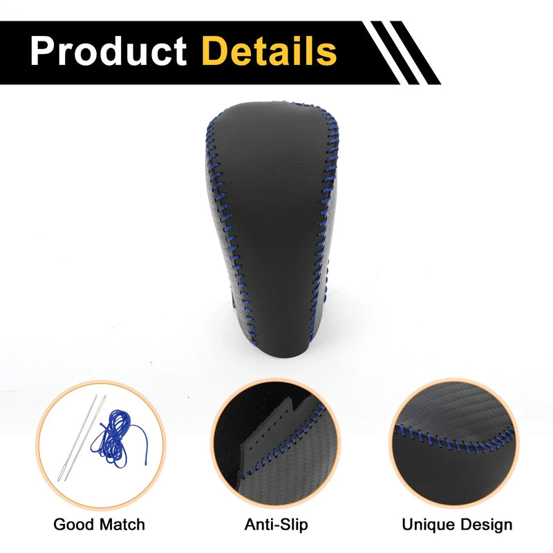 Honda Civic (2016-2021) Black Blue Faux Leather Car Gear Shift Knob Cover 1 Pc