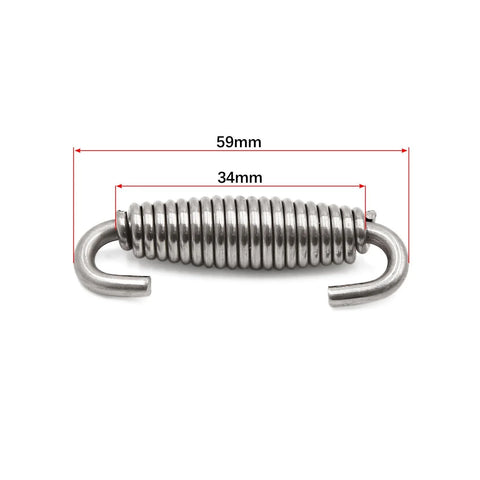 Motorcycle 2 x Exhaust Pipe Spring with Pull Hook Stainless Steel Silver Tone