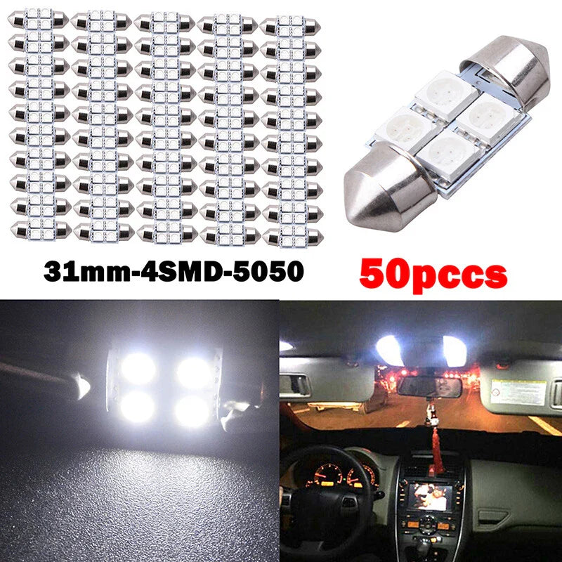 Car 50 x 31mm 4-SMD 5050 LED Festoon Interior Lights (No specific years)