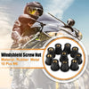 Motorcycle 10pcs M6 Convex Black Rubber Windshield Screws Bolts Nut