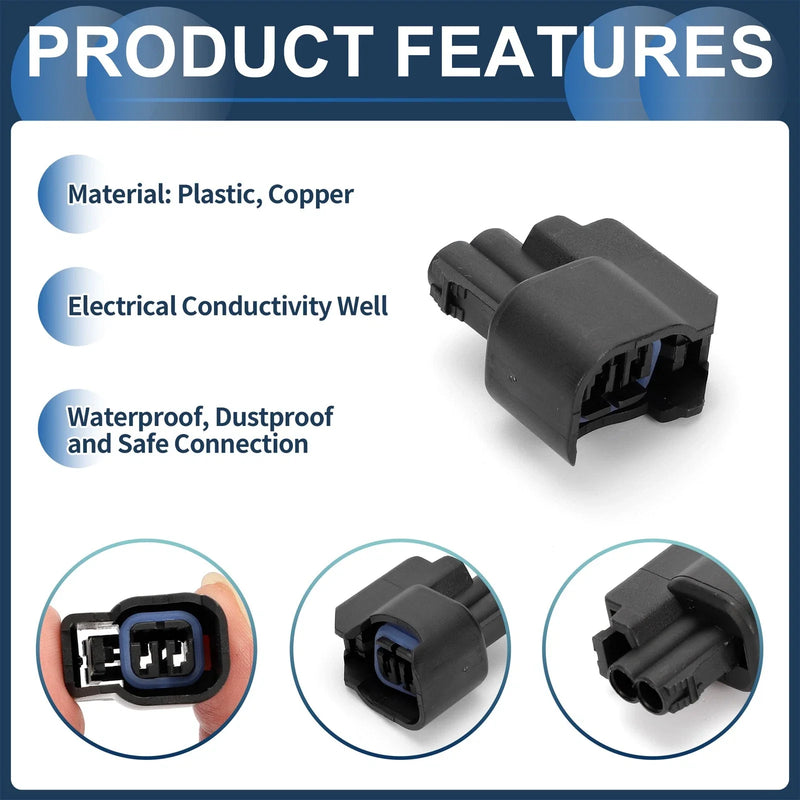 Chevrolet Black 2 Pin Fuel Injector Waterproof Connector Plug
