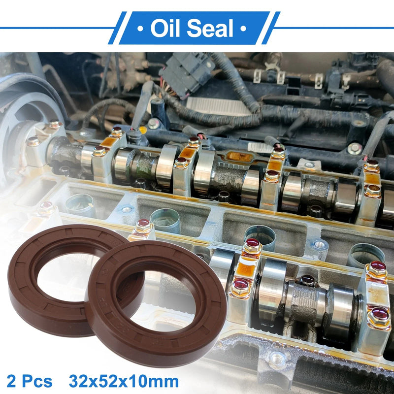 Oil Seal 32x52x10mm Seal Ring FKM Brown 2 x Pcs