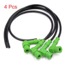 Motorcycle Engine 4 x Silicone 90° Spark Cap Ignition Wire Cable Green