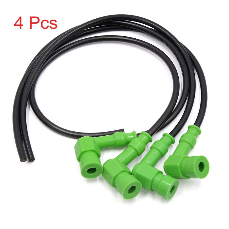 Motorcycle Engine 4 x Silicone 90° Spark Cap Ignition Wire Cable Green