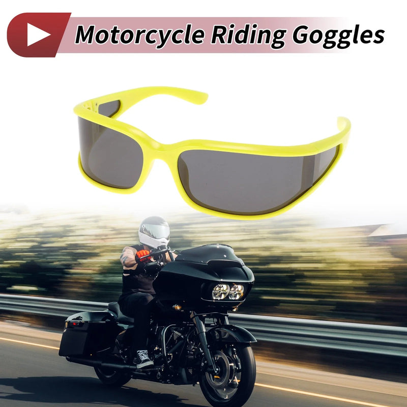 Motorcycle Riding Goggles Gray Lens Yellow Green Frame Tri-acetel Cellulose