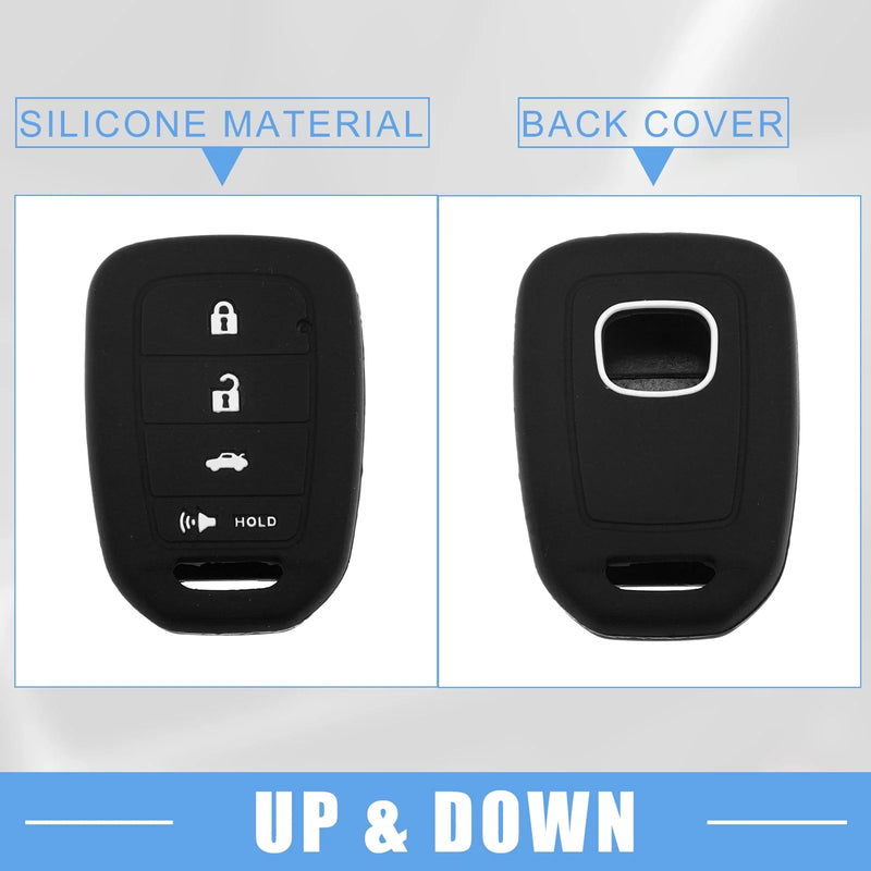 Honda Civic Accord CR-V HR-V Black Smart Key Fob Cover Protector (2 x)