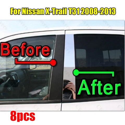Nissan X-Trail 8PCS Chrome Pillar Trim Door Cover Mirrored Post (2008–2013)